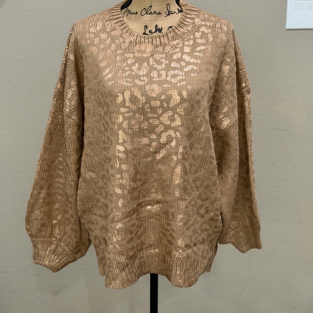 Rose Gold Leopard Print Sweater